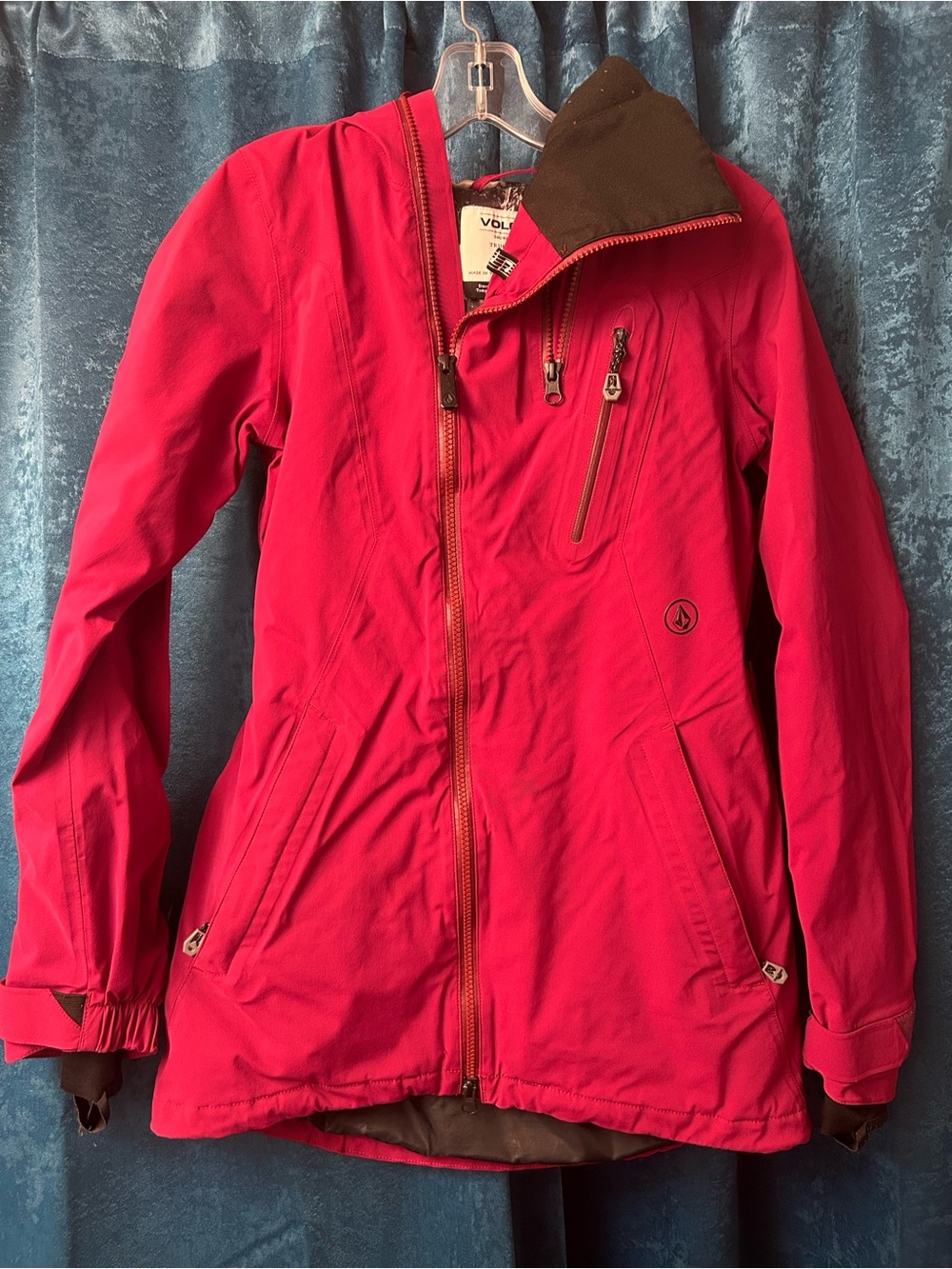 Volcom Women's Bright Pink Ski Jacket with Chest Pocket